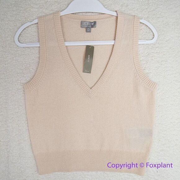 NEW J. Crew Cashmere V-neck sweater-vest in butter cream, XS - Picture 4 of 16